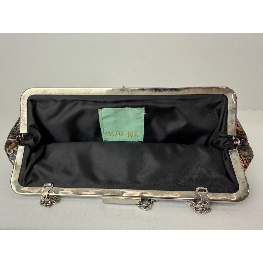 Deux Lux Snakeskin Clutch Womens Small Bronze Gold Fair Metallic Evening Bag